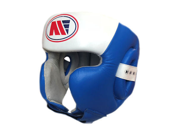 Main Event Pro Spar Head Guard with Cheek Protector Blue White
